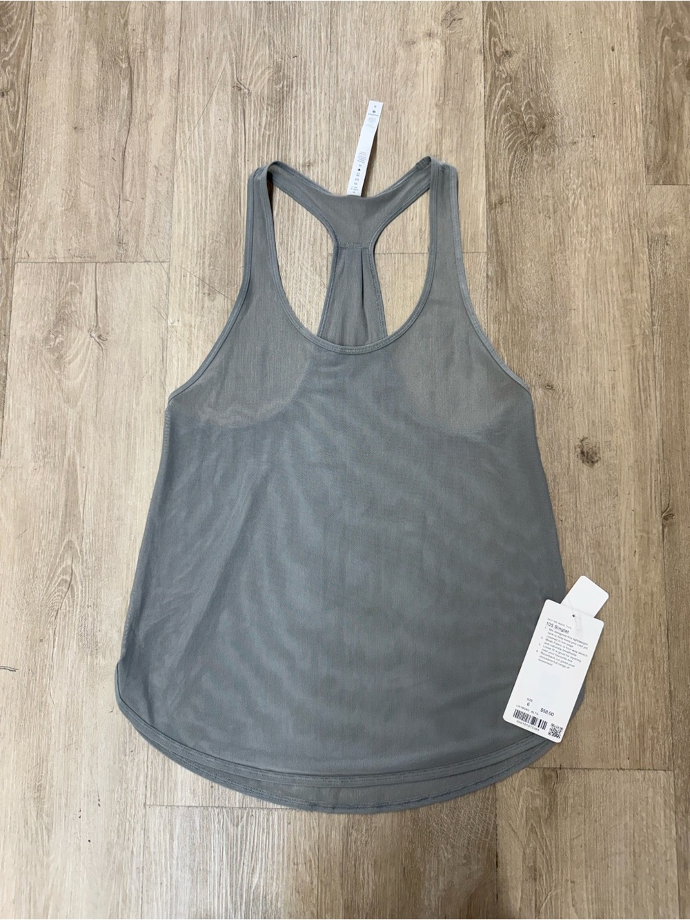 NWT Lululemon 105 Singlet Tank Top Shirt Silver Gray Mesh Sz 6